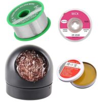 4-in-1-Lötwerkzeugset, Lötspitzenreiniger + 0,8 mm Lötdraht (20 g) + Kolophonium-Flusspaste (10 g), No-Clean-Lötkern