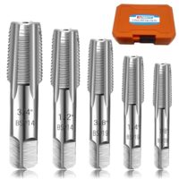5-teiliges BSP-Rohrgewindebohrer-Set mit 1/8 Zoll, 1/4 Zoll, 3/8 Zoll, 1/2 Zoll und 3/4 Zoll Bohrern aus hochwertigem Kohlenstoffstahl