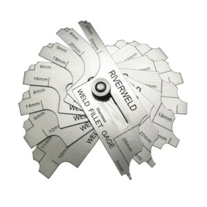 RIVERWELD 7-teiliges Kehlnahtprüfgerät MG-11 Rl Tiefenmessgerät Schweißnahtprüfung Prüft Kehlnahtschenkel und Kehlnahtgrößenmarkierungen Metrisch