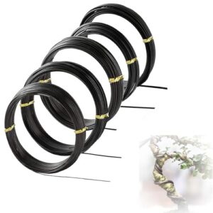 70 Meter Bonsai Draht, 5 Größe Basteldraht, Aluminiumdraht Schwarz, Eloxiertes Aluminium Draht für Pflanzen und Bäume, hohe Qualität, vielseitig, flexible Konstruktion, Bonsai Formen, Basteln von Schmuck und Modellen