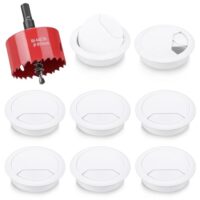 Schreibtisch Kabeldurchführung 8 Stück mit Lochsäge 60mm für Tisch Büro Arbeitsplatten Kabeldurchlass Kabelauslassdose Weiß
