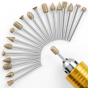 Diamond Schleifstifte Set, 20 hochwertige Diamant-Schleifstiften für Präzisionsschleifen und Abrichten in Stein, Keramik und Glas