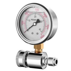 Hochdruckreiniger-Manometer mit 6000 Psi Hochdruck und 3/8 Zoll Schnellanschluss für präzise Wasserdruckmessungen