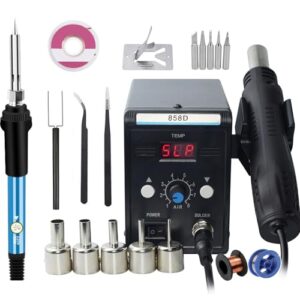 858D Heißluft Lötstation für SMD Löten und Entlöten mit einstellbarer Temperatur, PID-Temperaturkontrolle und Auto-Start/Stop-Funktion