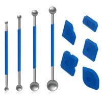 9 Stück Werkzeug Schaber Kit Fugenglätter Set, 4 Stück Metallkugel Abzieher und 5 Stück Silikon Fugenglätter, ideal für den Gebrauch im Badezimmer, in der Küche oder auf dem Balkon