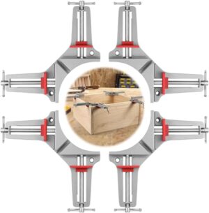 Professioneller 90-Grad-Winkelspanner aus Aluminiumlegierung und Edelstahl zur Montage von Möbeln, Rahmen und Aquarien. Ideal für Holzbearbeitung und DIY-Projekte.