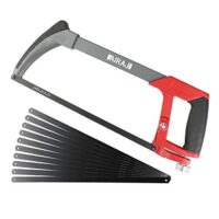 Robuste Metallsäge 300 MM mit 10 austauschbaren Klingen für professionelle und hobbyistische Anwendungen, geeignet für Metall, Holz, Stahl, PVC-Rohre, Gefrorenes Fleisch, Bügelsäge und Plastik