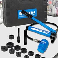 Hydraulisches Lochstanzer-Set für Heimwerker, mit 6 Stempeln und Handpumpe, ideal für Löcher in verschiedenen Materialien