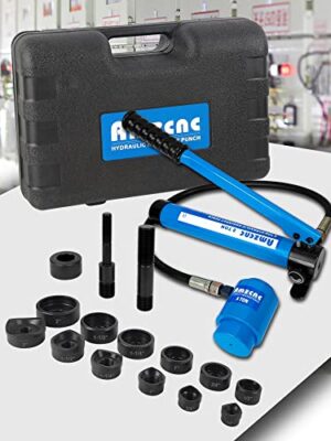 Hydraulisches Lochstanzer-Set für Heimwerker, mit 6 Stempeln und Handpumpe, ideal für Löcher in verschiedenen Materialien