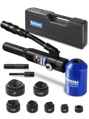Hydraulisches Lochstanzer-Set mit Handpumpe und 6 Stanzformen für verschiedene Lochgrößen