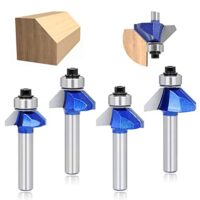 ASNOMY 4 Stück 8mm Schaft 45 Grad Winkel Fasefräser Standard für Wood, 45 Grad Fase/Bevel Einfassung Router Bit für Zimmerei Fasen Holzbearbeitung Trimmen, Fräser für Oberfräse Set