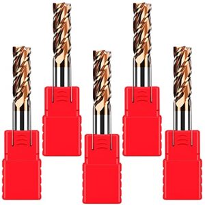 ASNOMY 5-teiliges Schaftfräser-Set mit Hartmetal-Fräsern, ideal für CNC-Anwendungen und diverse Materialien wie Kohlenstoffstähle, legierte Stähle usw.
