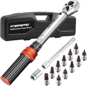 Drehmomentschluessel Fahrradset 5-25 Nm, Torque-Wrench 1/4 Zoll Drive Klick 72 Zahne, Motorrad Drehmomentschluessel Klein für Fahrrad und Motorrad Wartung