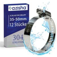 Schlauchschellen 35-50mm, 12 Stück, Rostfreie Schlauchschelle aus Edelstahl für Pool, Garten und Wasseranwendung