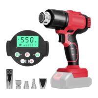 Akku-Heißluftpistole für Milwaukee 18 V Akku, schnurlose Heißluftpistole mit LCD-Display und 5 Düsen, variable Temperaturregelung zum Schrumpfen von PVC, Basteln ohne Batterie