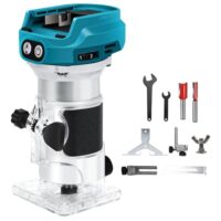 Oberfräse kompatibel mit 18V-MAX-Lithium-Ionen-Akkus, 1300W Trimmer Einhandfräse, Bürstenloser Kantenfräser mit 6 Geschwindigkeit, 28.000 U/min Akku-Holzfräser für Holzbearbeitung