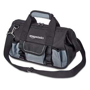 Amazon Basics Werkzeugtasche, 32 cm, Schwarze Werkzeugtasche mit 16 Fächern und Reißverschluss