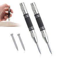 Automatischer Körner Metall, 2 Stück Automatik Körner, Center Punch mit 2 Ersatz-Stanzstempeln für Holz, Glas, Stahlblech, Metall