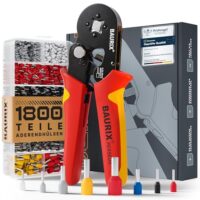 BAURIX Crimpzange Set, 1800 Aderendhülsen, selbsteinstellende Krimpzange für 0,25-10 mm²
