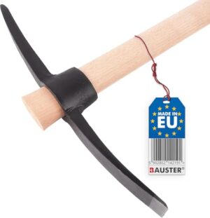 BAUSTER Spitzhacke mit Holzstiel beidseitig bestückt Keilhaue Pickel Hacke Pionierhacke Kombihacke zum Auflockern von harten Böden Gartenhacke nützlich zum Aufbrechen von Mauern Kreuzhacke