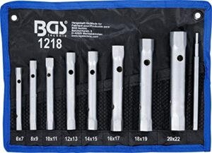 Rohrsteckschlüssel-Satz von BGS technic, 9-teilig, SW 6 x 7 - 20 x 22 mm, metrische Größe, inklusive Tetron-Rolltasche