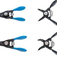 Sprengringzangen-Satz mit 4 Zangen für kleine Sprengringe, Länge 80 mm, gebogen und gerade, rutschhemmend