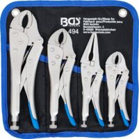 Gripzangen-Satz BGS 494, 4-teilig, inkl. Tasche und verschiedene Größen: 140 mm, 185 mm, 220 mm und Langbeck-Gripzange 175 mm