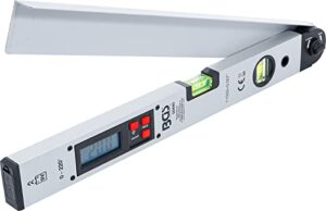 Digitaler LCD-Winkelmesser mit Wasserwaage, präzises Messen von Winkel bis 220°, beleuchtete LC-Anzeige und Feststellfunktion.