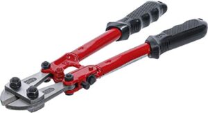 Hochwertiger Bolzenschneider mit gehärteten Backen, ideal für Heimwerker-Aufgaben und die Durchtrennung von Eisenmetallen bis 4 mm Durchmesser.