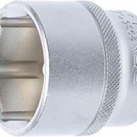 BGS Steckschlüssel-Einsatz Sechskant aus Chrom-Vanadium-Stahl mit 12,5 mm (1/2") Schlüsselweite und 36 mm SV-Durchmesser für Präzisionsarbeit