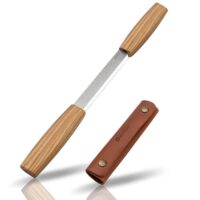 BeaverCraft DK2s Zugmesser mit Lederscheide, hochwertiges Holzbearbeitungswerkzeug für professionelle Schnitzarbeiten, scharfe Klinge aus Kohlenstoffstahl und ergonomischer Griff
