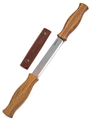 BeaverCraft Ziehmesser mit Lederscheide, hochwertiges Holzschnitzwerkzeug für die Holzbearbeitung, scharfe Klinge aus Kohlenstoffstahl