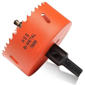 Bi-Metall Lochsäge 78mm, Lochbohrer für Holz und Metall, Bi-Metall Rund Bohrkrone mit 35mm Schnitttiefe für Stahl, Gusseisen, Aluminium, Trockenbau, Sperrholz und Acryl