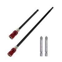 Magnetischer Bithalter für Schraubarbeiten, lang und schnell wechselbar, Tiefe einstellbar von 15 cm bis 30 cm, rot