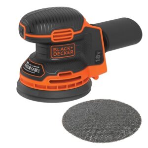 Schleifmaschine mit Akku und Staubfangbehälter für Schleifen und Polieren von Holz, PVC und Farbe, ergonomischer Korpus und gummierter Griff