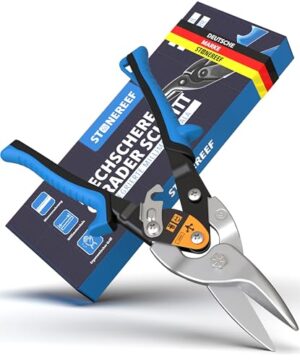 Blechschere mit geradem Schnitt, Metallschere für Trockenbau und Trapezblech, ideal für Blech Schneider und Metall Arbeit