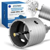 Effektive Bohrung von Mauerwerk, Porenbeton, Gasbeton, Ziegel und Naturstein - Steckdosenbohrer mit 68mm Durchmesser für Bohrhämmer und Schlagbohrmaschinen