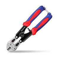 Hochwertiger Bolzenschneider mit CR-MO-Stahl, Gummigriff und Schloss für präzises Schneiden von Metallen bis Ø2,3mm.