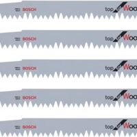 Bosch Säbelsägeblatt S 1531 L, 5 mm Zahnteilung, HCS-Blatt für Brennholz, Grünholz und Weichholz, 240mm Spanradius, S-Schaft, Zubehör für Säbelsägen