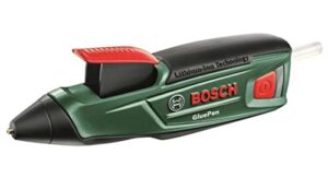 Bosch Akku Heißklebepistole mit Micro USB Ladegerät und vier Klebestiften in einem Karton