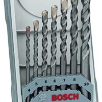 Professionelles Werkzeug für das Bearbeiten von Beton, Mauerwerk und Kalksandstein - 7-teiliges Set mit Bohrern Ø 4/5/6/7/8/10 mm und Zubehör für Schlagbohrmaschine