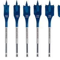 Bosch Expert SelfCut Speed Flachfräsbohrer Set für Weichholz und Grobspanplatte - 7 Bohrer mit Durchmessern von 16-32 mm