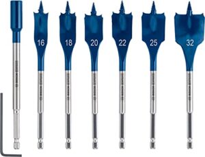 Bosch Expert SelfCut Speed Flachfräsbohrer Set für Weichholz und Grobspanplatte - 7 Bohrer mit Durchmessern von 16-32 mm