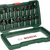 Bosch Hartmetall Fräser Set für Holz, 15-teilig, mit verschiedenen Größen und Formen, ideal für Profis und Hobbyisten, hochwertige Werkzeuge für Oberfräsen mit 8 mm-Werkzeugaufnahme