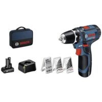 Bosch Professional 12V System Akku Bohrschrauber GSR 12V-15 mit Zubehörset und zwei Akkus