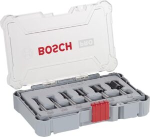 Bosch Professional Nutfräser Set mit sechs Nutenfräsern in verschiedenen Größen für feine Arbeiten in Weich- und Hartholz sowie Holzverbundstoffe