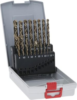 Hochwertiges Metallbohrer-Set von Bosch Professional für professionellen Einsatz in der Bauwirtschaft, 19 Bohrer mit Durchmessern von 1,0 bis 10,0 mm, HSS-Cobalt-Stahl, ideal für Arbeiten an Metall und Edelstahl
