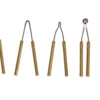 Brandmalspitzen-Set mit 5 Brennstempeln und 5 Brennschleifen für die Brandmalstation BS 750 von WELDINGER, ideal zum Verzieren und Beschreiben von Holz oder Leder.