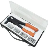 Hochwertiger Nietkoffer von Brüder Mannesmann mit 100 Aluminiumnieten in verschiedenen Grössen und Blindnietzange für Nieten von 2,4 - 3,2, 4,0 und 4,8 mm Durchmesser