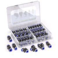 46-teiliges 6-mm-pneumatisches Quick-Push-In-Verbindungs-Kit für Luftschläuche (gerade/Winkel/T-Splitter-Anschluss und Reduzieranschluss)
